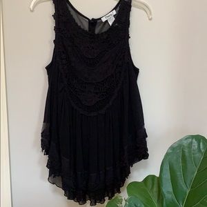 Black lace boho tank